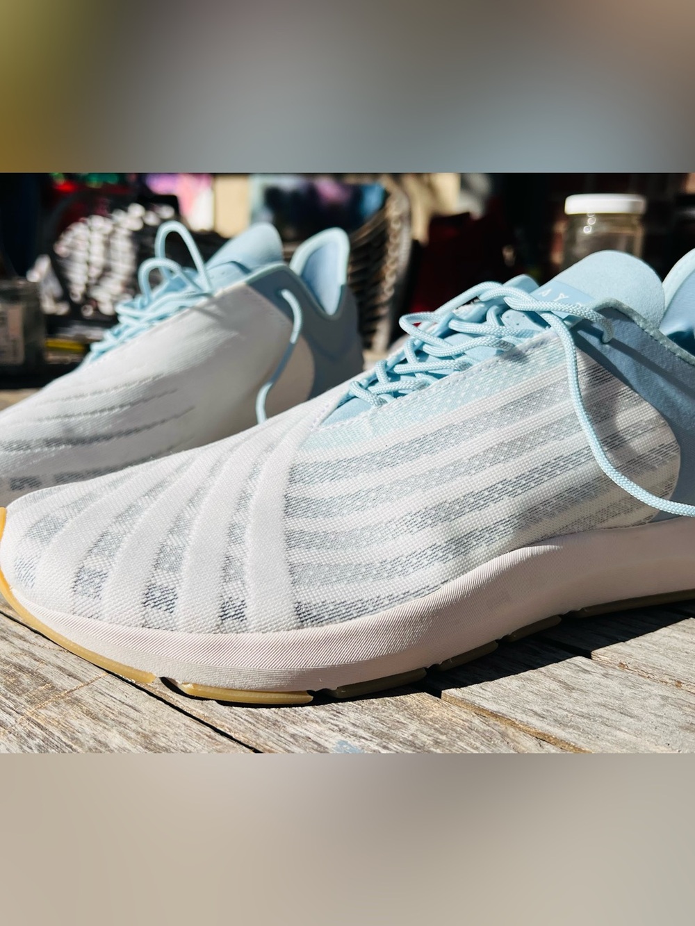 Women Size 12 Saysh Light Blue & White Mesh Running Sneakers Brand New/Not worn